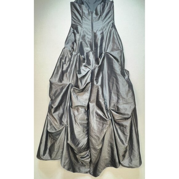 DJ Jaz Women Strapless Satin Organza Side Pick-Up Ball Gown Size Gray Silver - Picture 2 of 7